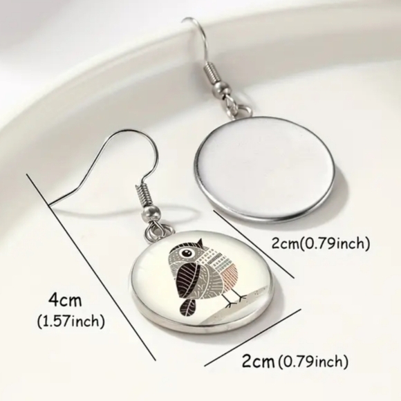 2/$30 Or 3/$35 NEW Western Boho Artistic Black White Bird Earrings - (#077) - Picture 2 of 6